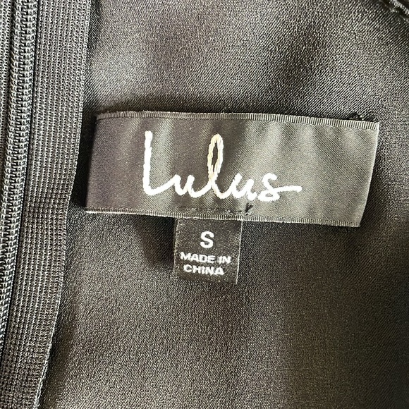 Lulu’s Black Satin Ruffle Hem Party Cocktail Mini Dress Size Small - Picture 10 of 17